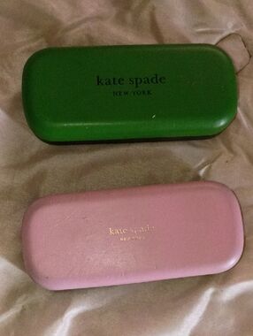 kate spade Green and Pink Hard Eyeglass Case Set